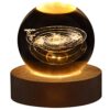 DNIEBW 3D Solar System Crystal Night Light with Wooden Base, Fantasy Decor, LED Galaxy Planet Nightlight, 2.76in