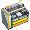 Docnest 4 Tier Mesh Desk Organizer with File Holder – Multi-Functional Paper Letter Tray with 5 Adjustable Compartments, 3 Pen Holders, Desktop Storage for Files, Mail, Stationery – Black