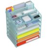 Docnest 6 Tier Mesh Desk Organizer for Paper Office Supplies – Multi-Functional Letter Tray with 5 Adjustable Compartments, 7 Pen Holders, Desktop Storage for Files, Mail, Stationery – Blue