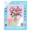 DOCRAFTS Artiste Large Paint by Numbers, Vase of Flowers, Summer Painting Craft, 395x295mm Board 14 Acrylic Colour Paint 3 Size Brush Set, Adults, Hobbies Craft, Number Coded Design, Personalised Art