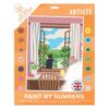 DOCRAFTS Artiste Large Paint by Numbers, Window View, Summer Craft, 395x295mm Board 14 Acrylic Colour Paint 3 Size Brush Set, Adults Craft, Hobbies Craft, Number Coded Design, Personalised Art