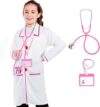 Doctor Costume for Kids, Pink Doctor Lab Coat with Working Stethoscope