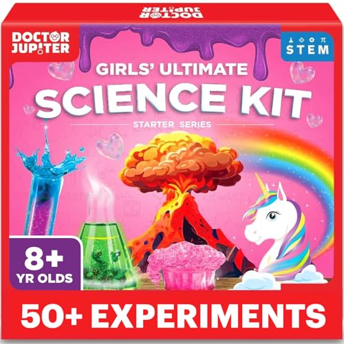 Doctor Jupiter Girls' Science Kit, Chemistry Set for Kids Ages 8-10-12-14 | Birthday Gift Ideas for 8,9,10+ Year Old Girls | STEM Toy Kit with 50+ Experiments | Learning & Educational Projects