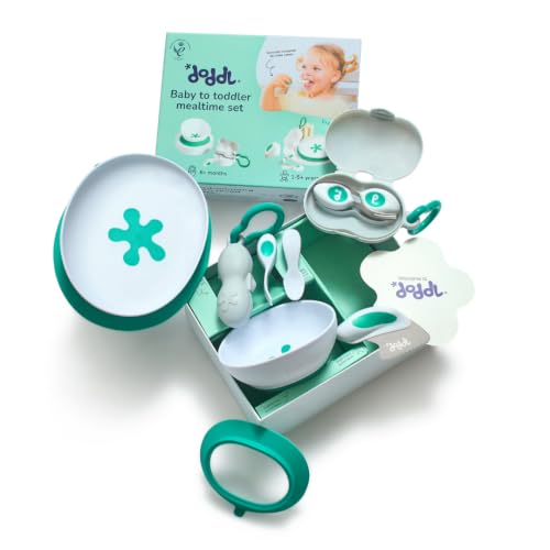 doddl Baby Led Weaning Set | 9-Piece Development Kit | Baby to Toddler Mealtime Set | 2-in-1 Suction Bowl & Plate, Award-Winning Cutlery, Travel Cases | Self-Feeding from 6 Months to 5+
