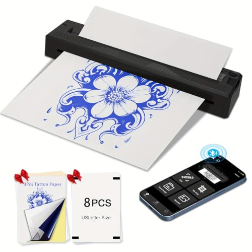 DODOXCX Tattoo Stencil Printer Machine,2026 Upgraded Portable Thermal Wireless Bluetooth Printer for Tattoo Artists&Beginners(with 3Pcs Tattoo Transfer Paper and 8 Folded Thermal Paper)