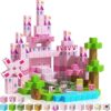 DOFASNCN Pink Magnetic Building Blocks Magnetic Building Tiles Toys for Boys Girls Age 3+，Creative Plastic Magnet Square Gift for Kids Pink Castle 100PCS