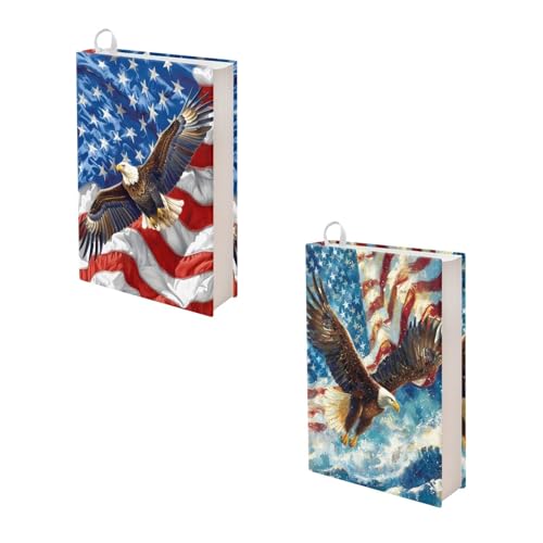 doginthehole American Flag Eagle Book Covers for Paperbacks 2 Pcs Soft Book Sleeve for Hardcover Books 9 x 11 Inches Textbook Comic Books Protector for Boys Men, 4th of July Decor