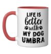 Dog Name Umbra Life Is Better With My Dog Named Umbra Ceramic Mug, Red/White, 11oz