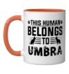 Dog Name Umbra Personalised Gift This Human Belongs To a Ceramic Mug, Orange/White, 11oz