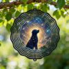 Dog Wind Spinner, Cosmic Fanciful Stars Galaxy Blue Metal 3D Outdoor Wind Sculptures Ornaments Gifts for Garden Patio Porch Balcony Home Decor 12 Inch