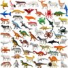 DOITEM 60 Pcs Assorted Dinosaur, Ocean, Sea, Farm, Jungle, Wild Animals & Dinosaurs Figure Realistic Plastic Zoo Play Set - Small Toys for Kids, Cupcake Topper, Party Favors