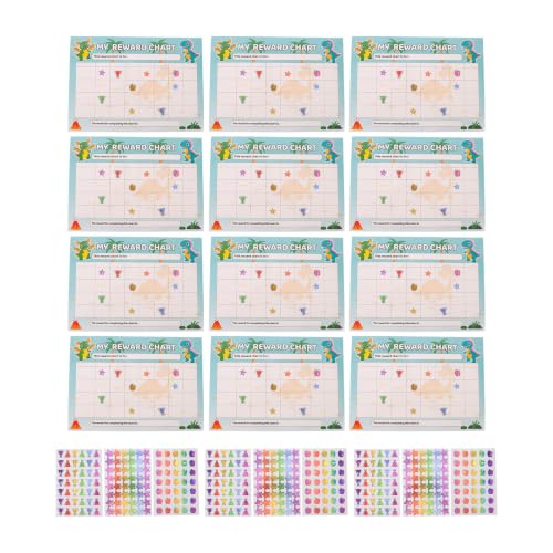 DOITOOL 3 Sets Classroom Reward Stickers and Incentive Cards with Eco-Friendly Teaching Motivation Charts to Encourage Responsibility and Track Progress in Kindergarten or Classroom