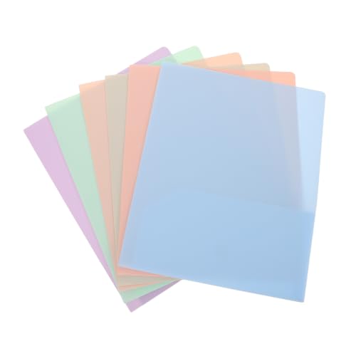 DOITOOL Plastic Document Organizer Folder Poly Folder with Double Pocket Design 6pcs and Writable Label Area, Letter Size Easy Labeling and Quick Random Color for Office and Classroom Use