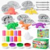 DOLIVE Dinosaur Eggs Dough Play Sets for Kids Ages 3-8, 5 Dino 3D Toys with Adventure Map, Play Clay Tools, Easter Birthday Christmas Gift for Boys Girls