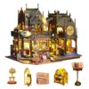 Dollhouse Kit DIY Miniature Furniture Dollhouse Kit House Wooden Exquisite Dollshouse LED Lights and Music Movement Christmas Birthday Creative Aldult Friend Gift (Magic City) (Without dust Cover)
