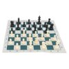 Domary International Standard Chess Set Compact and Durable Chess Game for All Ages, Large Plastic Set with Green and White 34x34cm Board