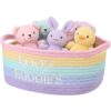 Domensi Book Buddies Basket Reading Corner Decor 12x8x5 Inch Cotton Rope Toy Storage Basket with Handle for Book Lover Gift Preschool Back to School Classroom Library Nursery Room Decor(Rainbow)