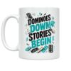Domino Game Night Mug - Dominoes Down Stories Begin - 11 oz Ceramic