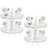 Donop 4 Pack Corner Shower Caddy, Acrylic Suction Cup Shelf with Hooks, No Drill Wall Organizer for Tile Glass, Reusable No Residue Bathroom Storage