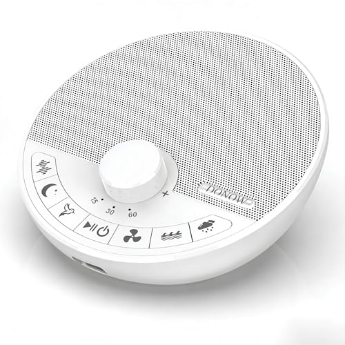 DONOW Portable White Noise Sound Machine with 18 Sleep Sounds, Battery Powered Bluetooth Function Knob Volume Control Sleep Timer, Travel White Noise Machine for Sleeping Adults Baby