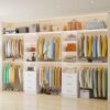 dooloric Closet System with 6 Drawers, 6FT-12FT Closet Organizer System with Cuttable Shelves Walk in Wooden Closet Storage System with 6 Hanging Rods Modular Closet, 2 Sets White