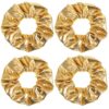 DOPENSPI 4PCS Scrunchies for Women, Sparkly Ponytail Holders Gold Hair Ties Gold Hair Scrunchies Hairband for Women Retro Theme Party Shiny HairAccessories