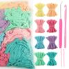 DOQXYAVM 800 Pcs Refill Loops for 7-Inch Weaving Loom with Crochet Hooks, 8 Rainbow Color Potholder Loops, High-Elasticity Nylon Craft Bands for Kids Adults DIY, Ideal Gift