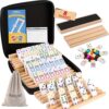 Doreimi Mexican Train Dominoes Double 12, 91 Dot Tiles, 8 Wooden Holders