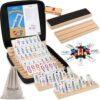 Doreimi Mexican Train Dominoes Double 12, 91 Number Tiles, 8 Wooden Holders
