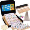 Doreimi Mexican Train Dominoes Double 15, 136 Number Tiles, 8 Wooden Racks