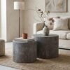 Dorivibe Nesting Round Coffee Table Set of 2, Accent End Table for Small Spaces, Morden Drum Side Table, Wooden Circle Center Table for Living Room, Fully Assembled - Gray