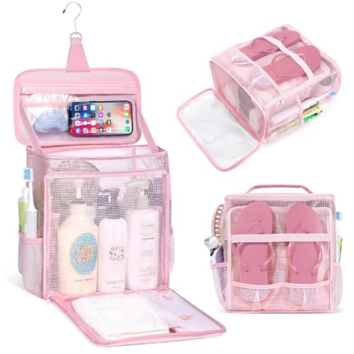 Dorm Room Essentials for Guys Girls Boys, Quick Dry Mesh Shower Caddy Portable, Large Capacity Toiletry Bag with Hanging Hook, Travel Beach Camping Cruise Ship Essentials, Birthday Gifts for Women Man