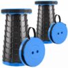 Doseno Collapsible Stool 2 Pack, Portable Telescoping Seat, Light Blue