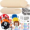 DoubleFill 36 Pcs Football Crafts for Kids Unfinished Large Wooden Footballs Cutout Paint Craft Kit for DIY Crafts Footballs Theme Party Decorations Goodie Bag Gift Prize (Helmet and Football)