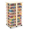 DoubleFill Tub Tower with 32 Clear Bins Storage Cart Tub Tower for Classroom, Daycare Center, Kindergarten, Home Organization,No Assembly Required