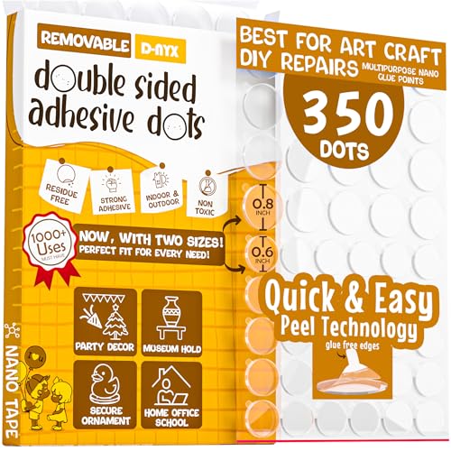 Double Sided Tape Adhesive Dots Stickers 280, 350, 450, 550 or 700 Pack Removable Putty No Trace Clear Sticky Tac Blue Sticky Tack Balloon Tassels Picture Hanging Strips (350 Sticky Dots)
