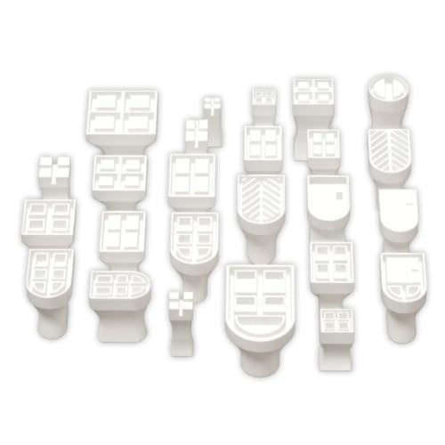 Dough Stamp Set 25 Pcs House Window Door Texture Press Tools for Family Clay Art Projects and School Use Clay Stamp Set Pottery Texture Tools Dough Press Shapes House Window Door Stamps