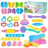 Dough Tools Set for Kids, 26pcs Dough and Clay Accessories with Stamps, Animal Cutters, Rollers, Extruder, Dinosaur Play Molds, Educational Toys for Boys Girls