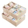 DOUUGGEE Small Foldable Fabric Drawer Organizer 6-Pack Khaki - 11" Breathable Closet & Dresser Storage Bins for Underwear, Socks, Baby Clothes & Bras