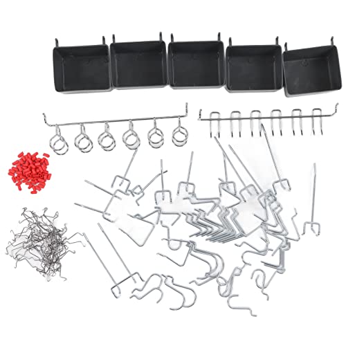 DouWen MO 114Pcs Pegboard Hooks Assortment, Heavy Duty Storage Organizer Kit with Bins and Locks, Universal Pegboard Accessories for Garage, Workbench, Kitchen, Industrial Hardware