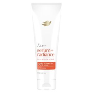 Dove Serum + Radiance Body Scrub with 30% Glycerin‑Oil Serum & Golden Jojoba for Smooth, Radiant Skin 8.5 OZ