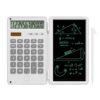 DPEDUAI Calculator with Writing Pad,12-Digit LCD Display, Dual Power Solar + Coin Cell,1-Yr Battery Life Silicone Keys for Comfort Lightweight Portable for Students/Engineers/Professionals (White)