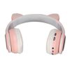 Dpofirs Bluetooth Cat Ears Headphone | Wireless Foldable Headset with LED Light for Kids Black (Pink)