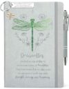 Dragonfly Gifts Women, Dragonfly Journal 200 Pages Notebook A5 Lined with Pen and Keychain, Inspirational Encouragement Gifts for Dragonfly Lovers, Dragonfly Memorial Gift Her (Gray-Green)
