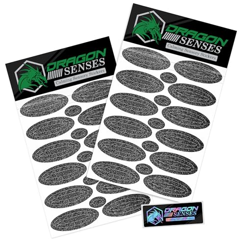Dragon Grips Calm Strips for Anxiety Sensory Stickers (Black, Pack of 2) - 46 Textured Stickers, Fidget-Friendly Sensory Strips for Calming & Soothing, Ideal for Special Needs, Made in USA