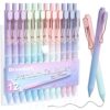 Drawdart Smooth Writing Pens, 12 Pcs No Bleed & Smear, Black Ink Fine Point (0.5mm), Retractable Aesthetic Journaling Pens for Women & Men