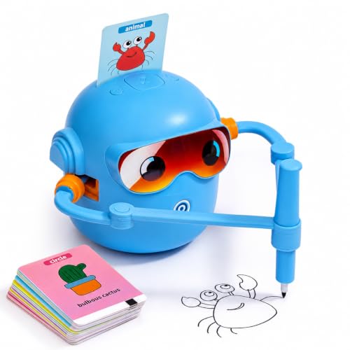 Drawing Robot for Kids, Automatic Educational Drawing Machine with Motorized Arm, 100 Drawing Cards & 16 Pens, Screen-Free STEM Learning Toy for 3 4 5 6 7 8 Year Old Boys & Girls, Rechargeable Gift