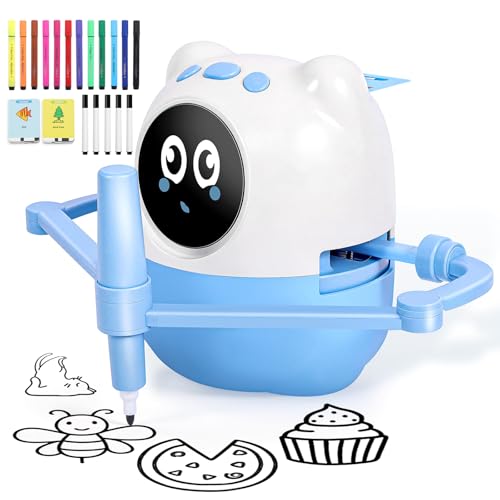 Drawing Robot for Kids, Montessori Interactive Learning Toy with 150+ Cards, Step-by-Step AI Art Tutor for Toddlers 3-8, Screen-Free Educational Gift, Spell & Draw Supplies for Boys Girls