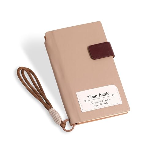 DreamDove A6 Blank Leather Journal, Hardcover Blank Notebook with Pen Holder and Magnetic Clasp, Unlined Pocket Sketchbook for Women Men, Drawing Diary Memo Writing (Tea Brown)