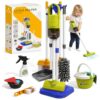 Dreamon Toddler Cleaning Set - 14Pcs Kids Cleaning Toy Set with 2-in-1 Kids Vacuum that Really Works, Pretend Home Cleaning Play Set for Toddler Age 3-7, Christmas Birthday Gift for Girls Boys（Blue）